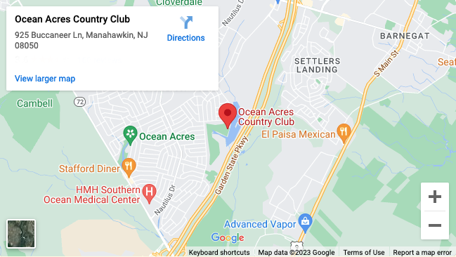 Embedded Static Image of Google Map for directions to Ocean Acres Country Club